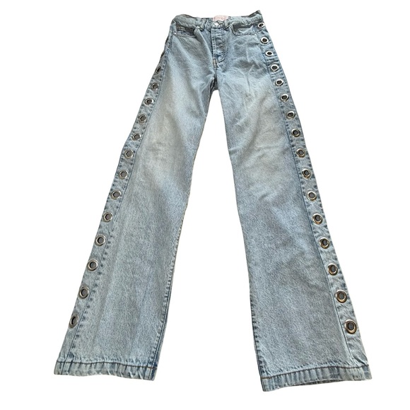 Revice Grommet Jeans Size 26 Relaxed Straight Leg - Picture 3 of 9